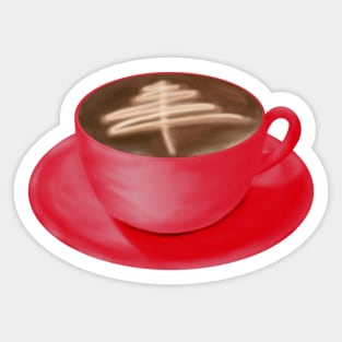Christmas Cappuccino Art Tree Sticker